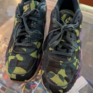 Nike Kids Camouflage Sneakers - Green and Black